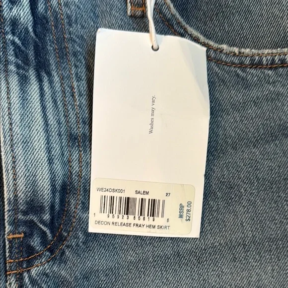 Frame Distressed Denim Skirt